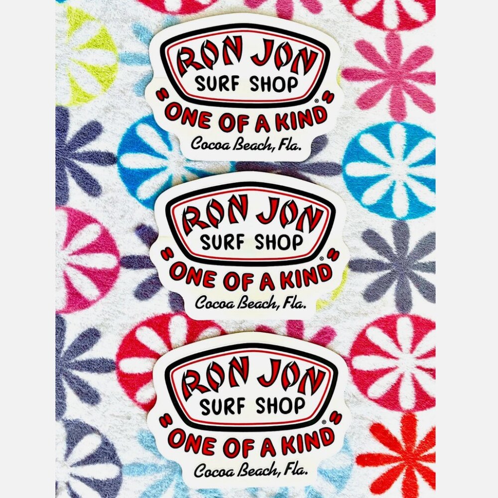 NEW! SET OF 3 RON JON SURF SHOP ONE OF A KIND COCOA BEACH FLORIDA STICKERS PACK